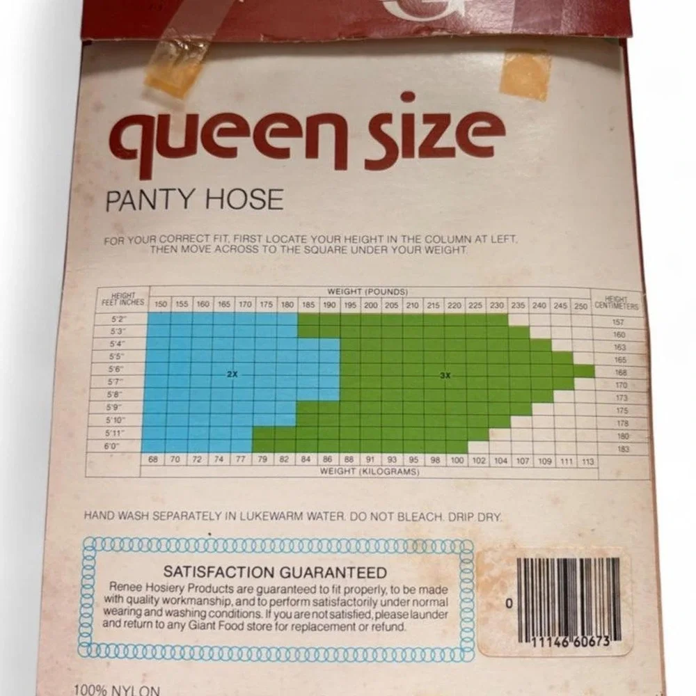 Vintage Renee Queen Size Panty Hose Queen size pantyhose in a solid nude color
